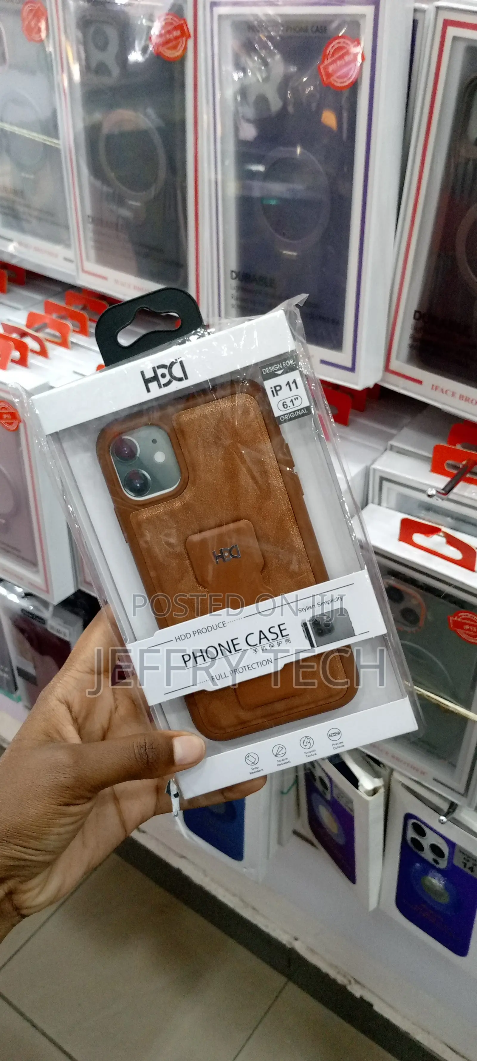 iPhone 11 Leather Adjustable Wristband Strap Case-Brown