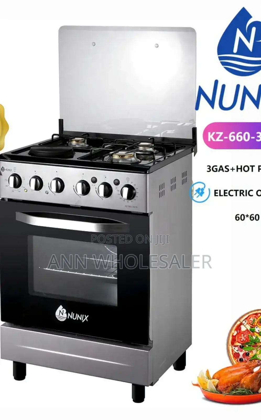 New Arrivals *Nunix Cooker 3G+1E. Electric Oven. 60*60 NU/9