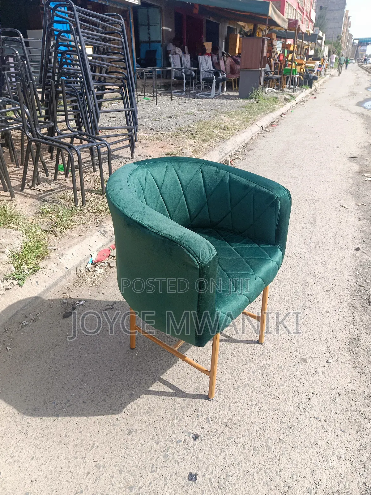 Manicure Styling Chair, Jungle Green and Gold 