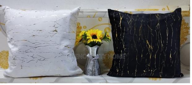 White and Black Decor Pillows With Gold Patcjes - main view