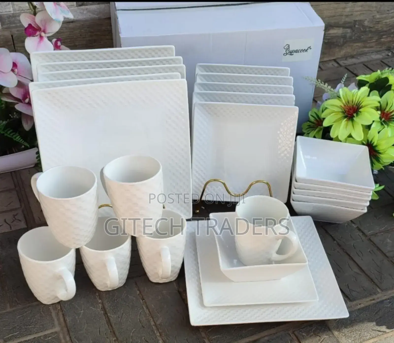 White Square Dinner Set