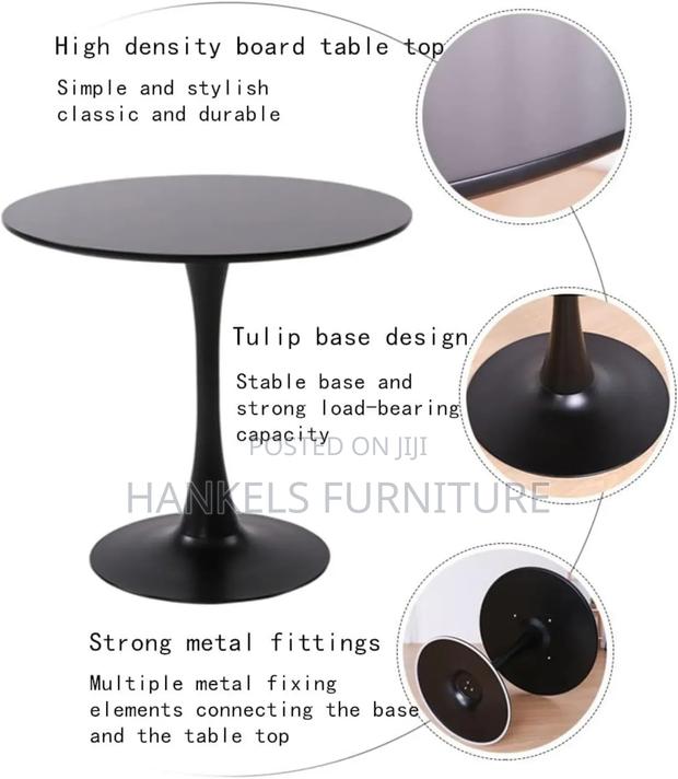 Renal Black Slender Pedestal Base Dining Table - thumbnail 2
