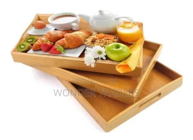3pcs Wooden Bamboo Trays - main view