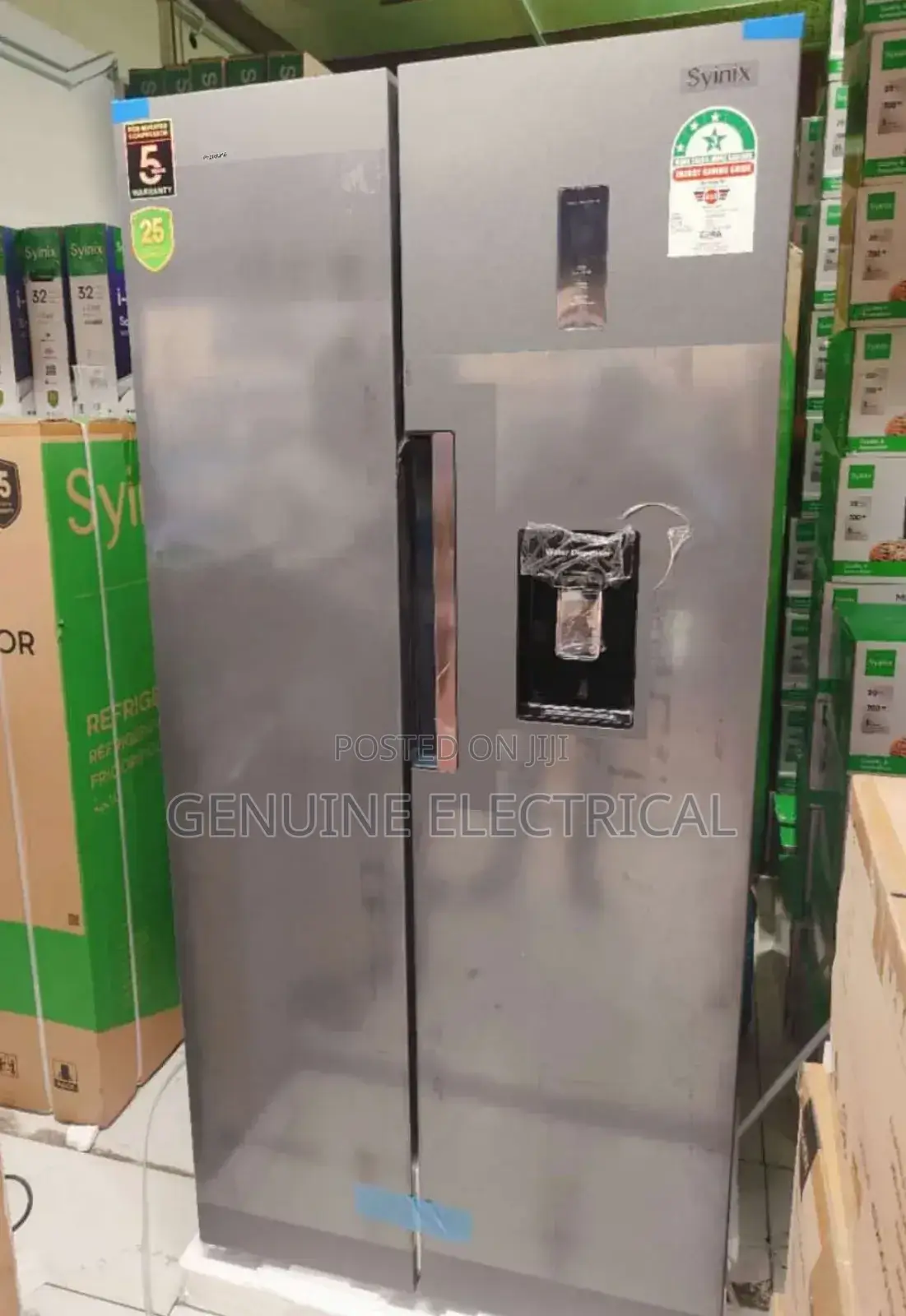 Syinix Side by Side 460 Litres Refrigerator, Dispenser L