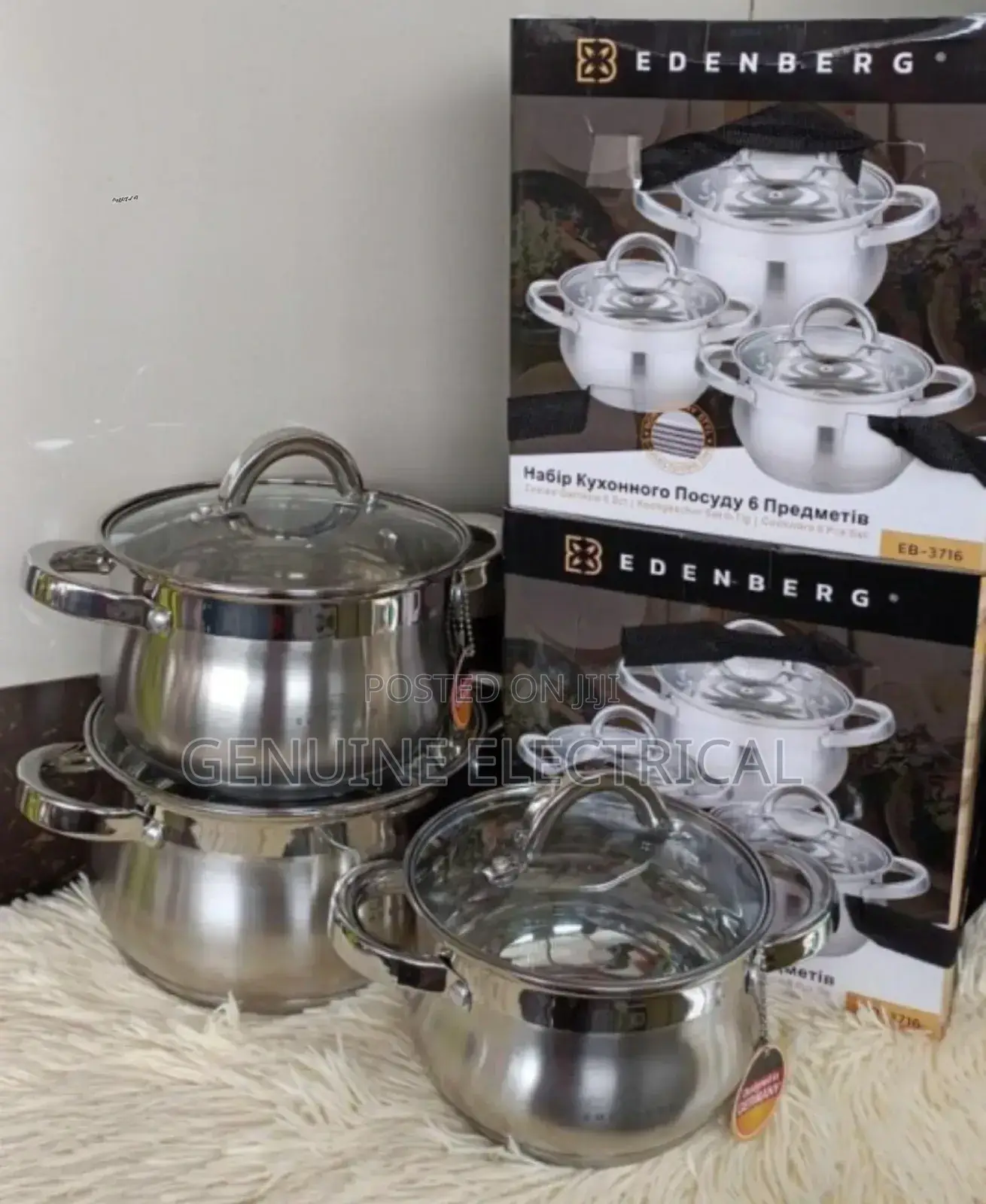 6 Pieces Edenburg EB-3716 Stainless Steel Cookware Set ES