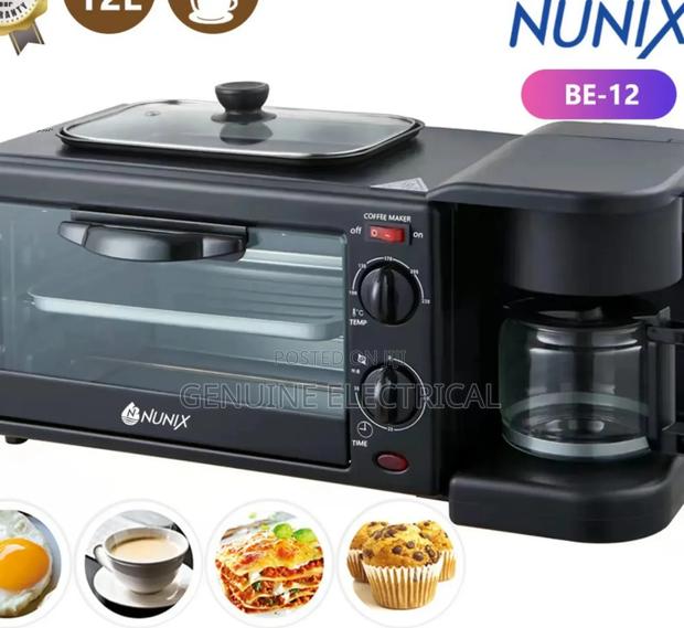 Nunix 3 in 1 Breakfast Maker; Toaster,Oven, Coffee N/O