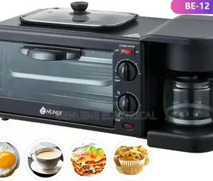 Nunix 3 in 1 Breakfast Maker; Toaster, Coffee Maker Blackn/O