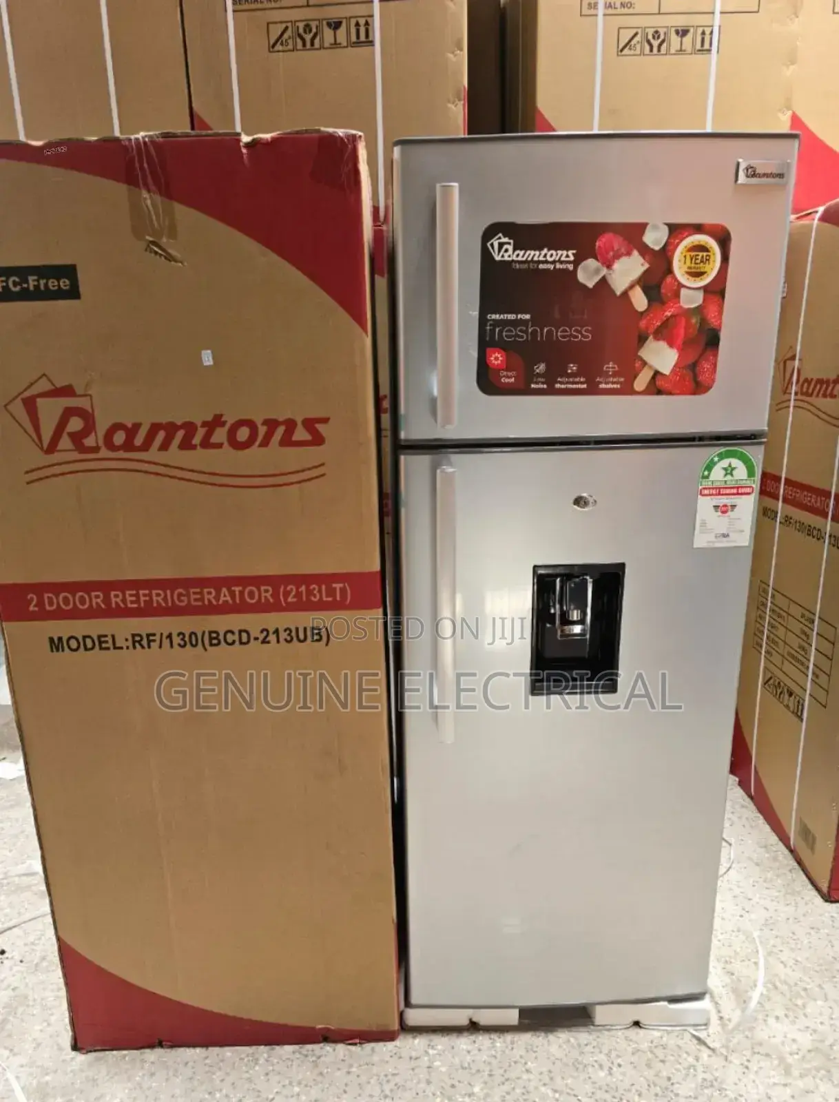 Ramtons RF/130- 213L 2 Door Direct Cool Fridge+ Dispenser DF
