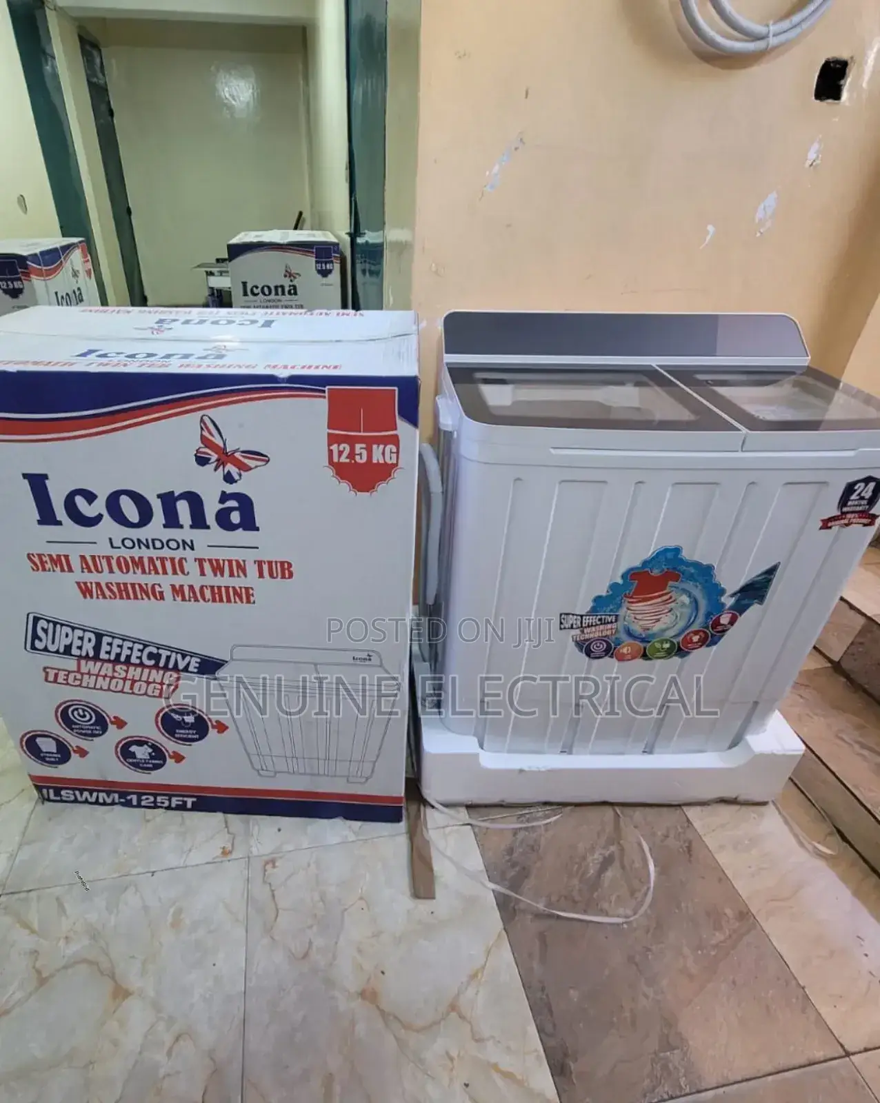 Icona 12.5kgs Semi Auto Twin Tub Washing Machine ICW
