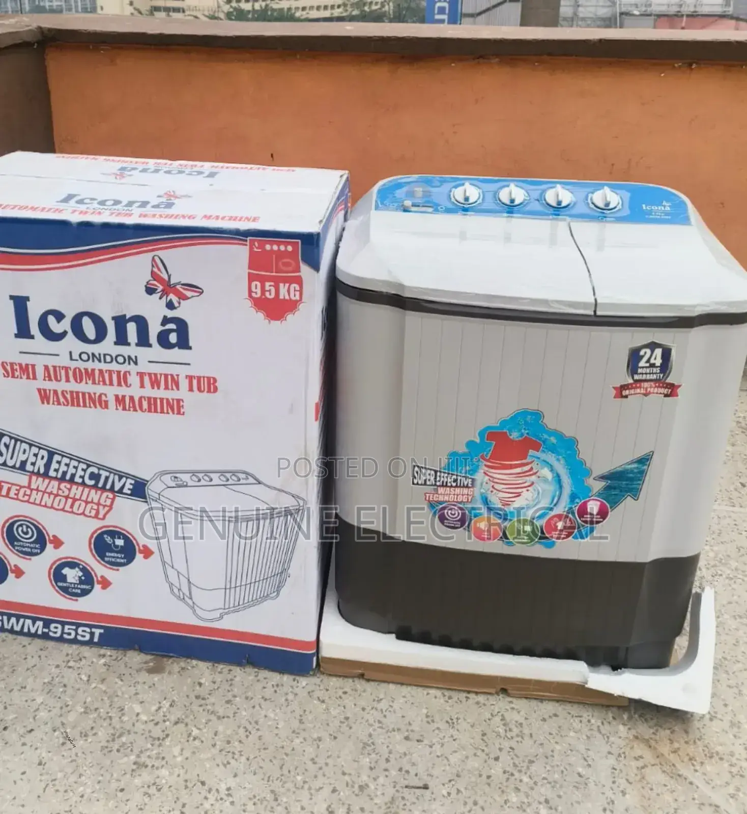 Icona 9.5kgs Twin Tub Semi Auto Washing Machine ICW