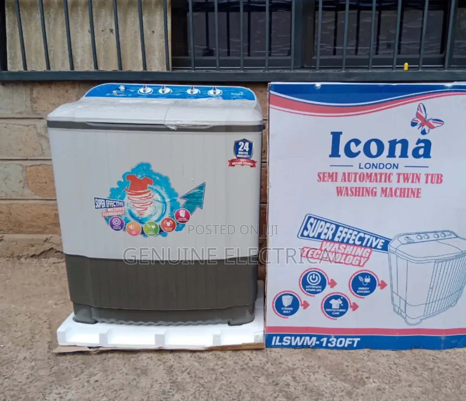 White Icona 13kgs Twin Tub Washing Machine Icw