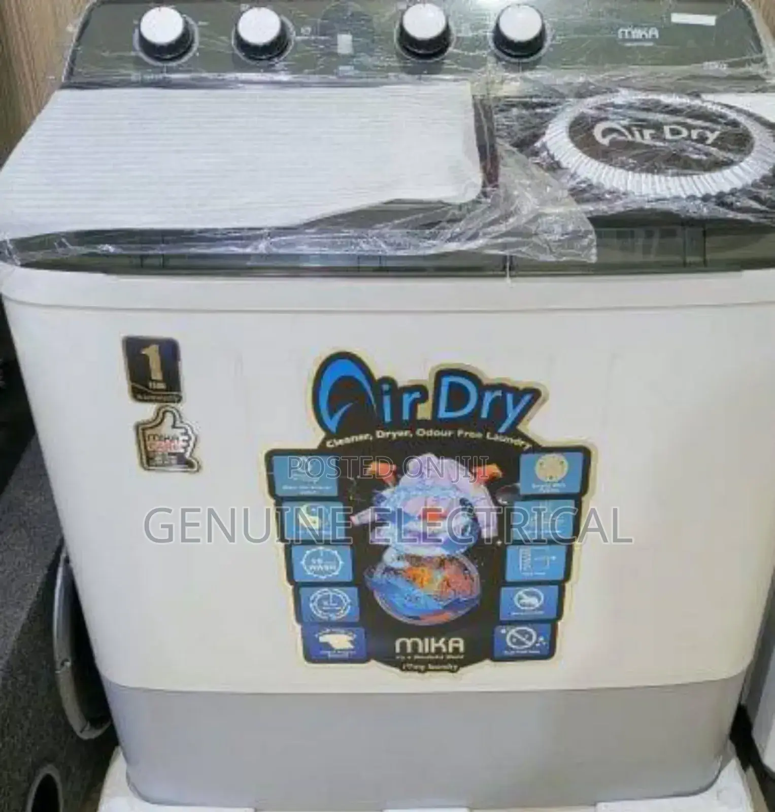 Mika Twin Tub Washing Machine, 10kg - White MWM1