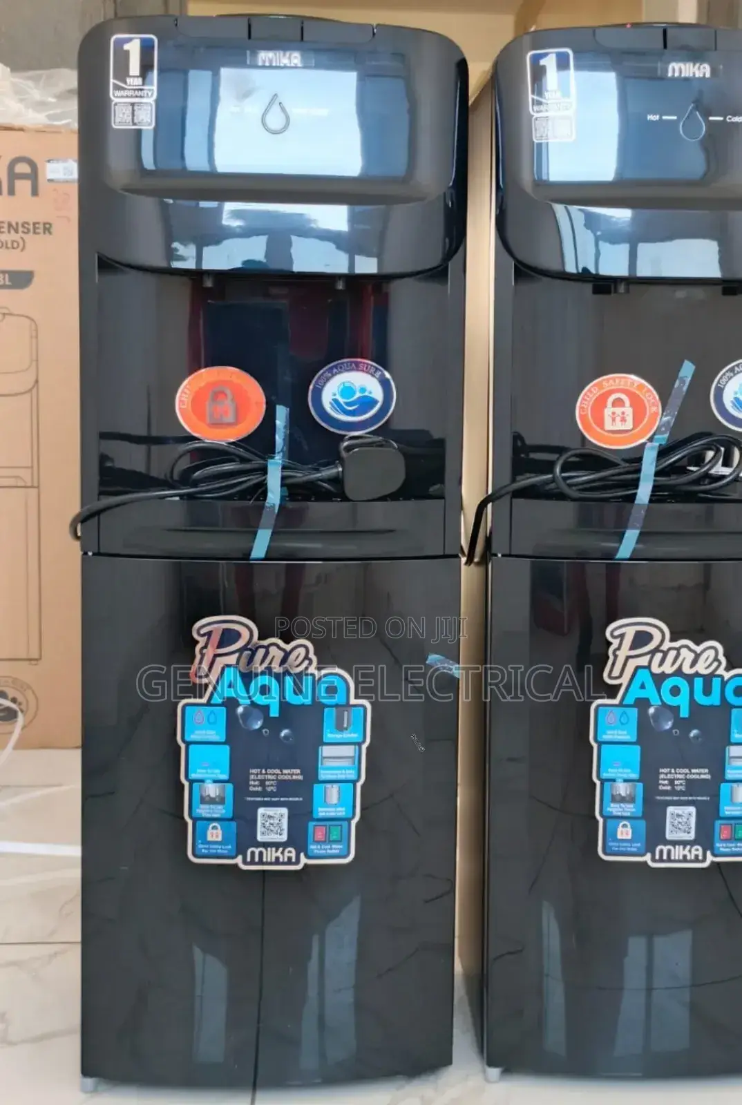 Black Mika Standing Hot and Cold Water Dispenser MDM
