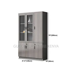 Cabinets:3-Door Industrial-Style Wooden Filing Cabinet