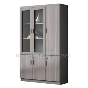 Cabinets:3-Door Industrial-Style Wooden Filing Cabinet