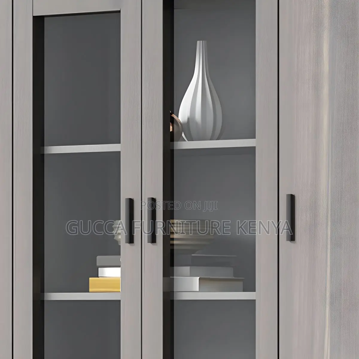 Cabinets:3-Door Industrial-Style Wooden Filing Cabinet