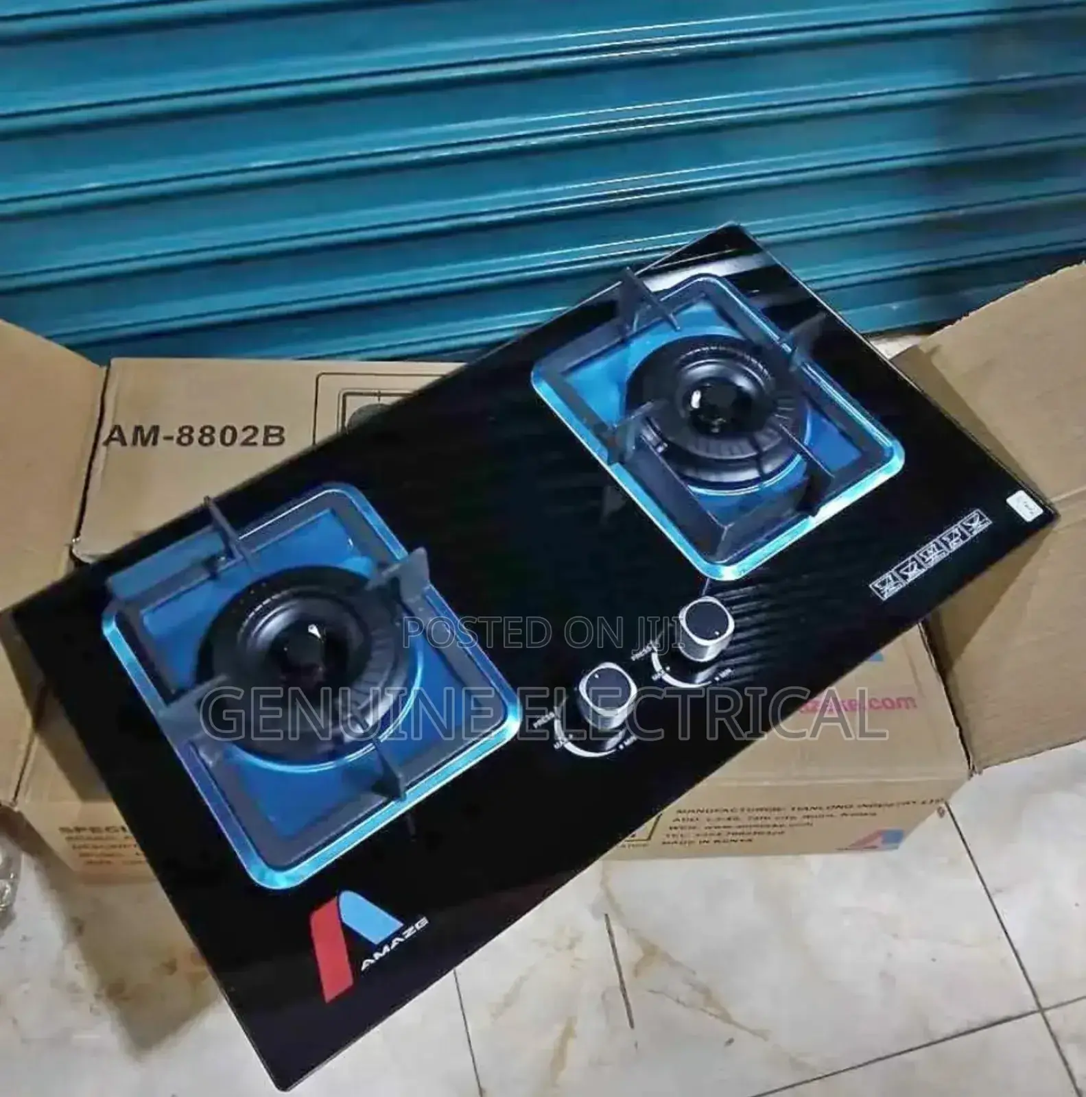 Black 2 Burner Amaze Inbuilt Glass Hob Cooker