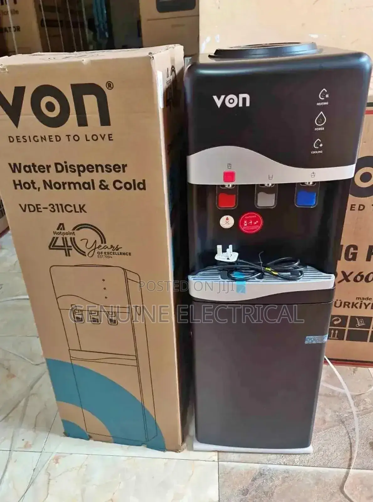 Von Black Hot,Normal and Cold Top Loading Water Dispenser