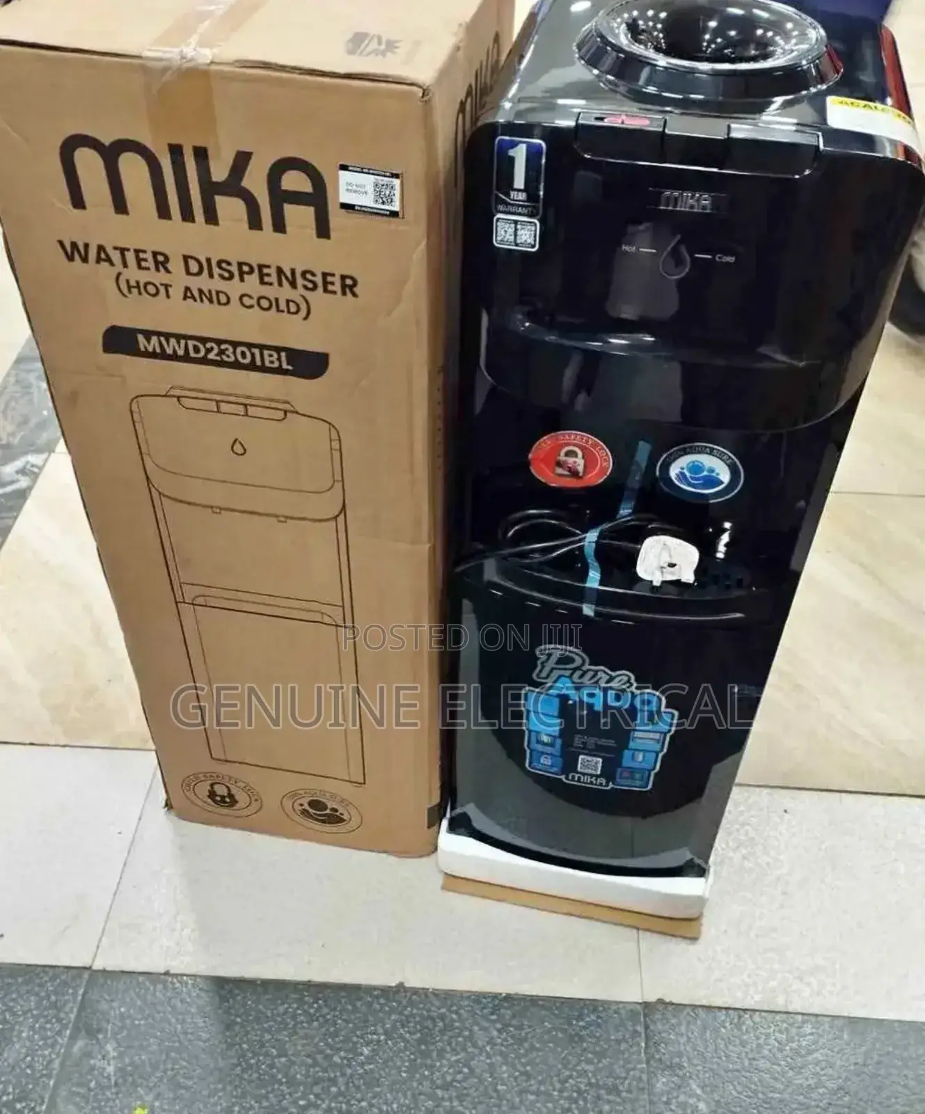 Mika Hot and Cold Free Standing Water Dispenser-Black