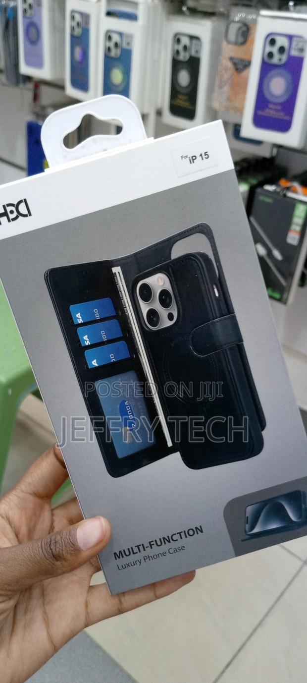 iPhone 15 Multi-Function 2in1 Flip Case, Card Slots-Blue - thumbnail 2
