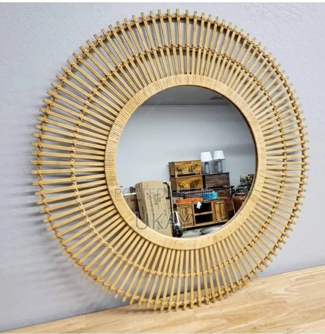 Beautiful Boho Style Bamboo Wall Mirror.