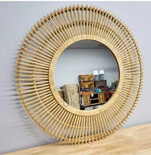 Beautiful Boho Style Bamboo Wall Mirror.