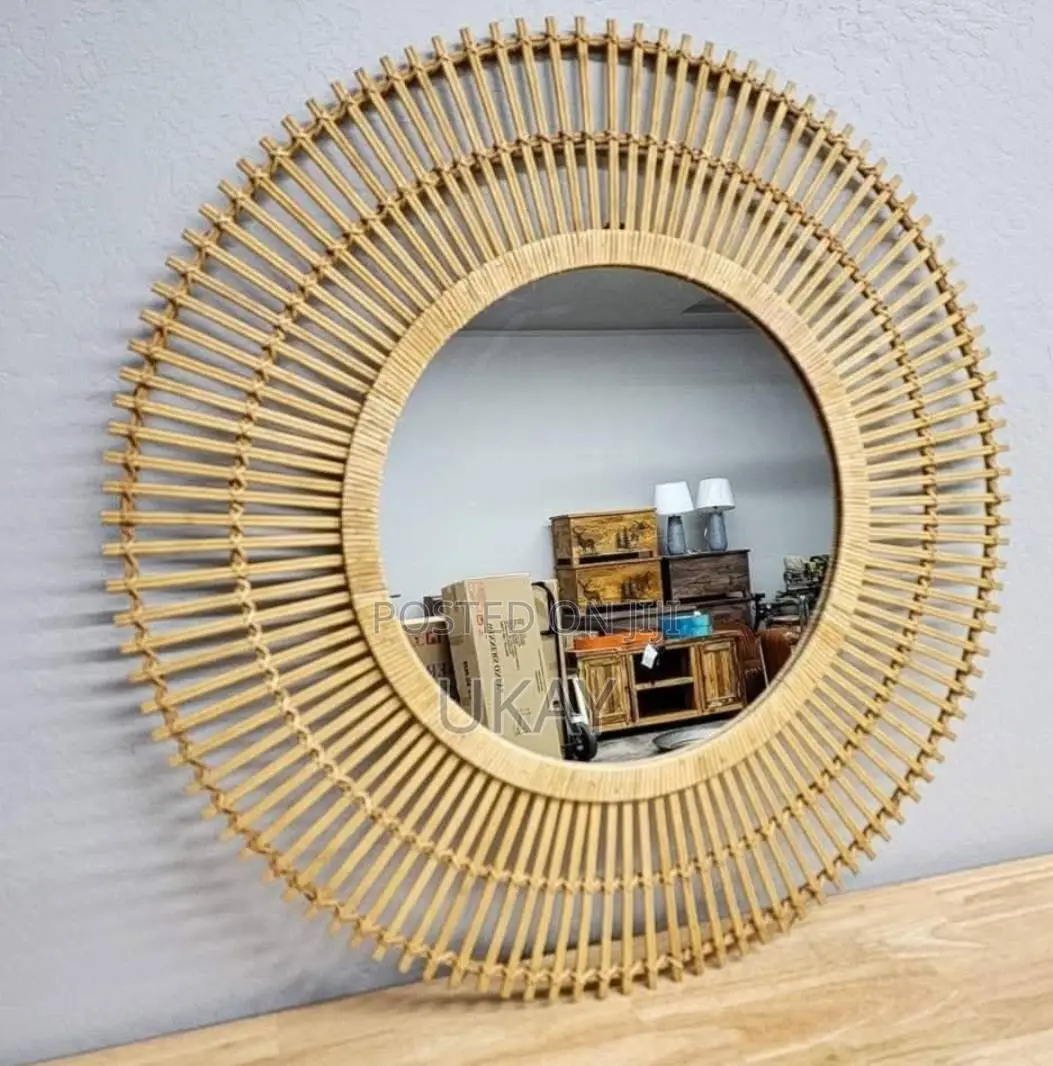 Beautiful Boho Style Bamboo Wall Mirror.
