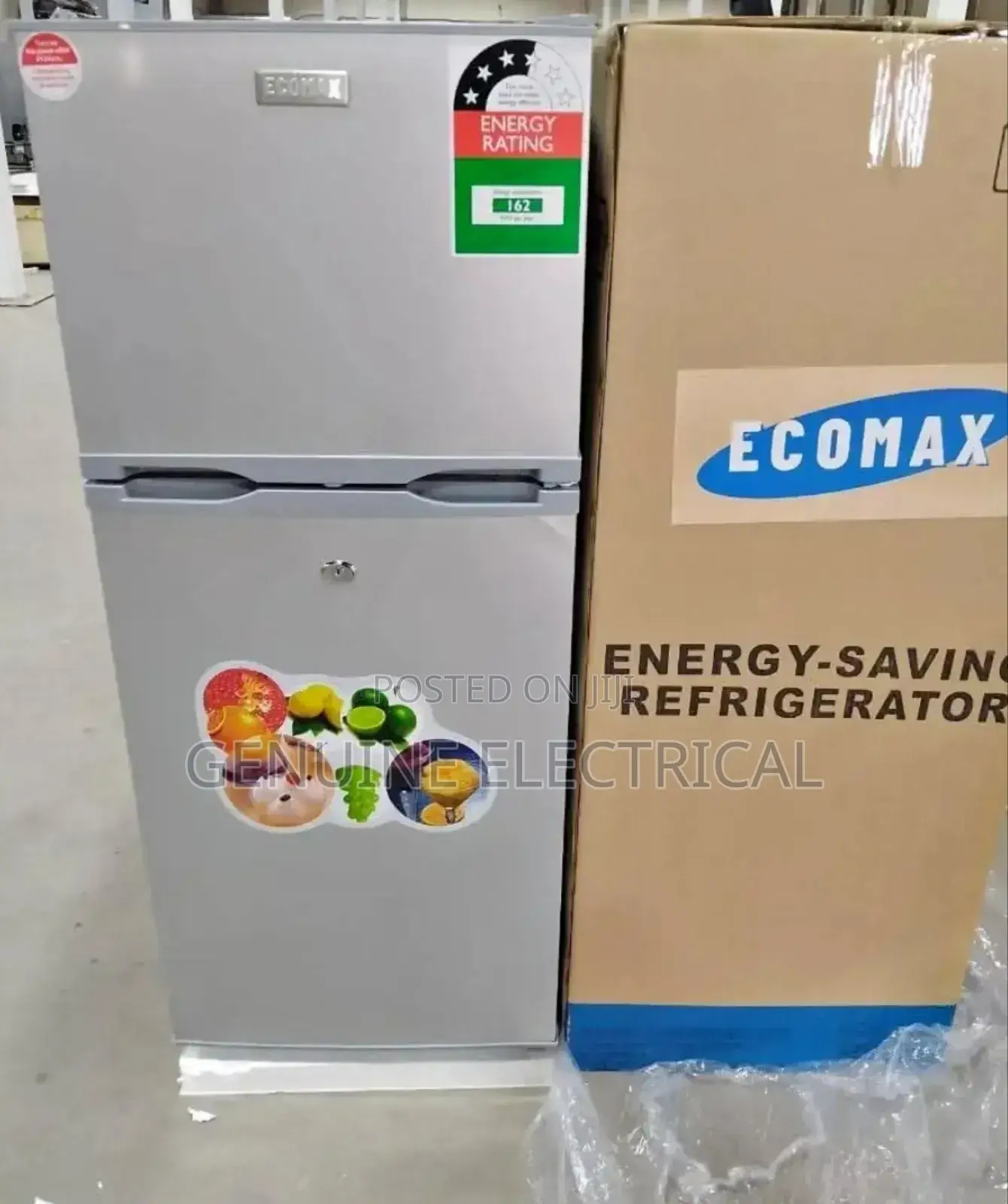 Ecomax 118litres Shiny Silver Double Door Refrigerator