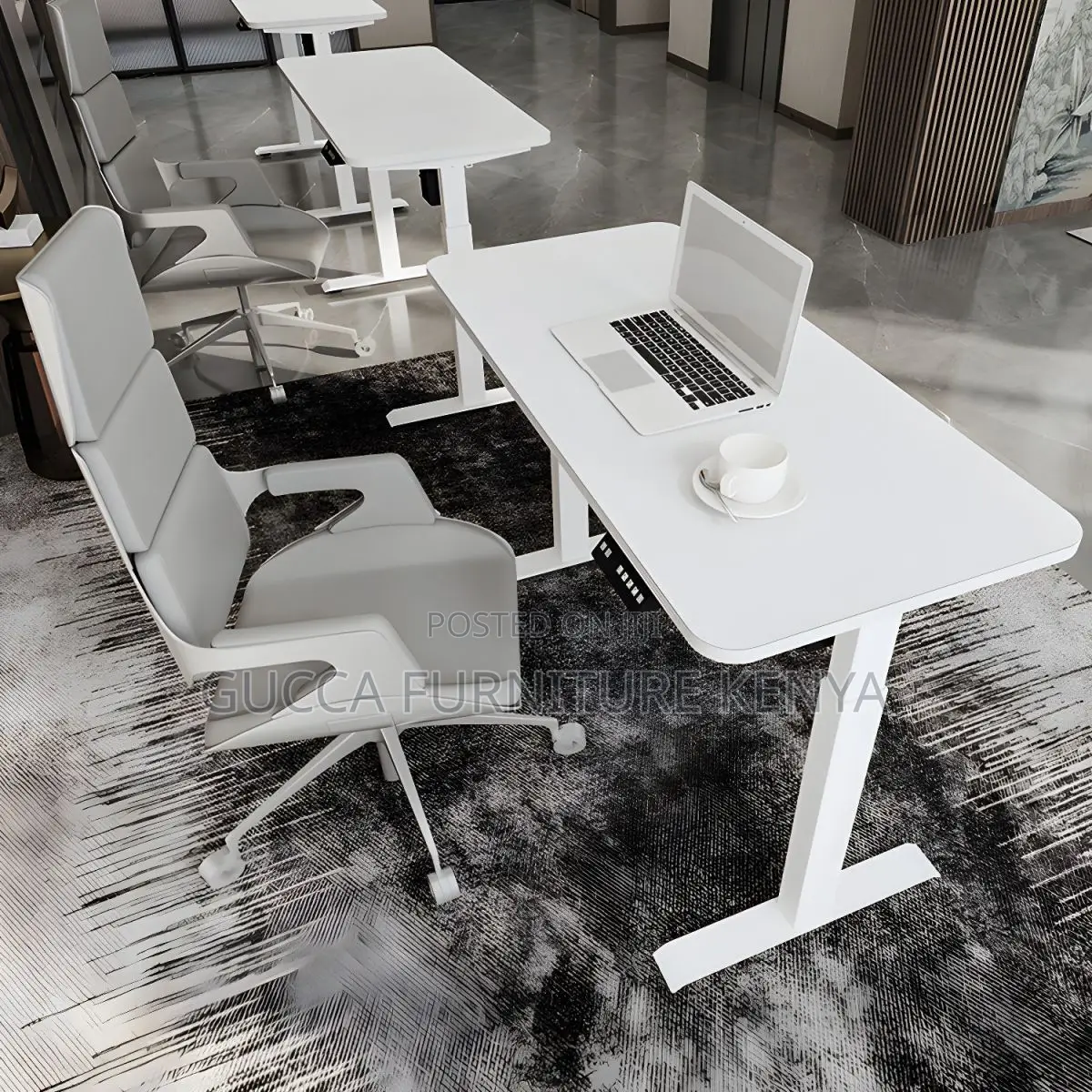 Office Tables: Wood Top Office 140cm Standing Desk Converter