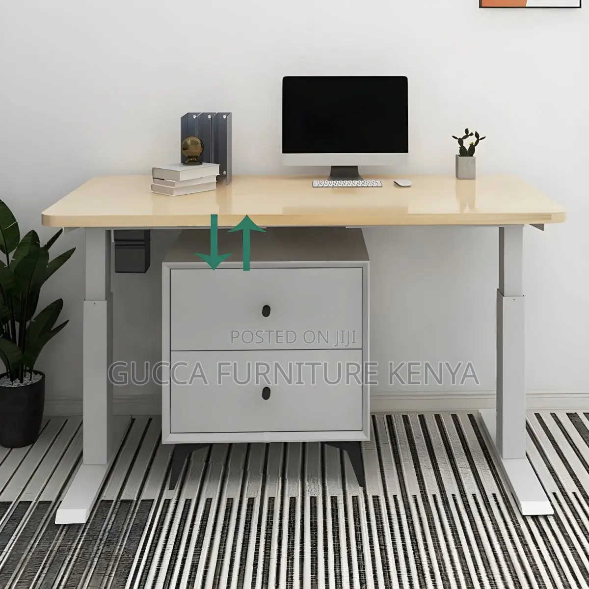 Office Tables: Wood Top Office 140cm Standing Desk Converter