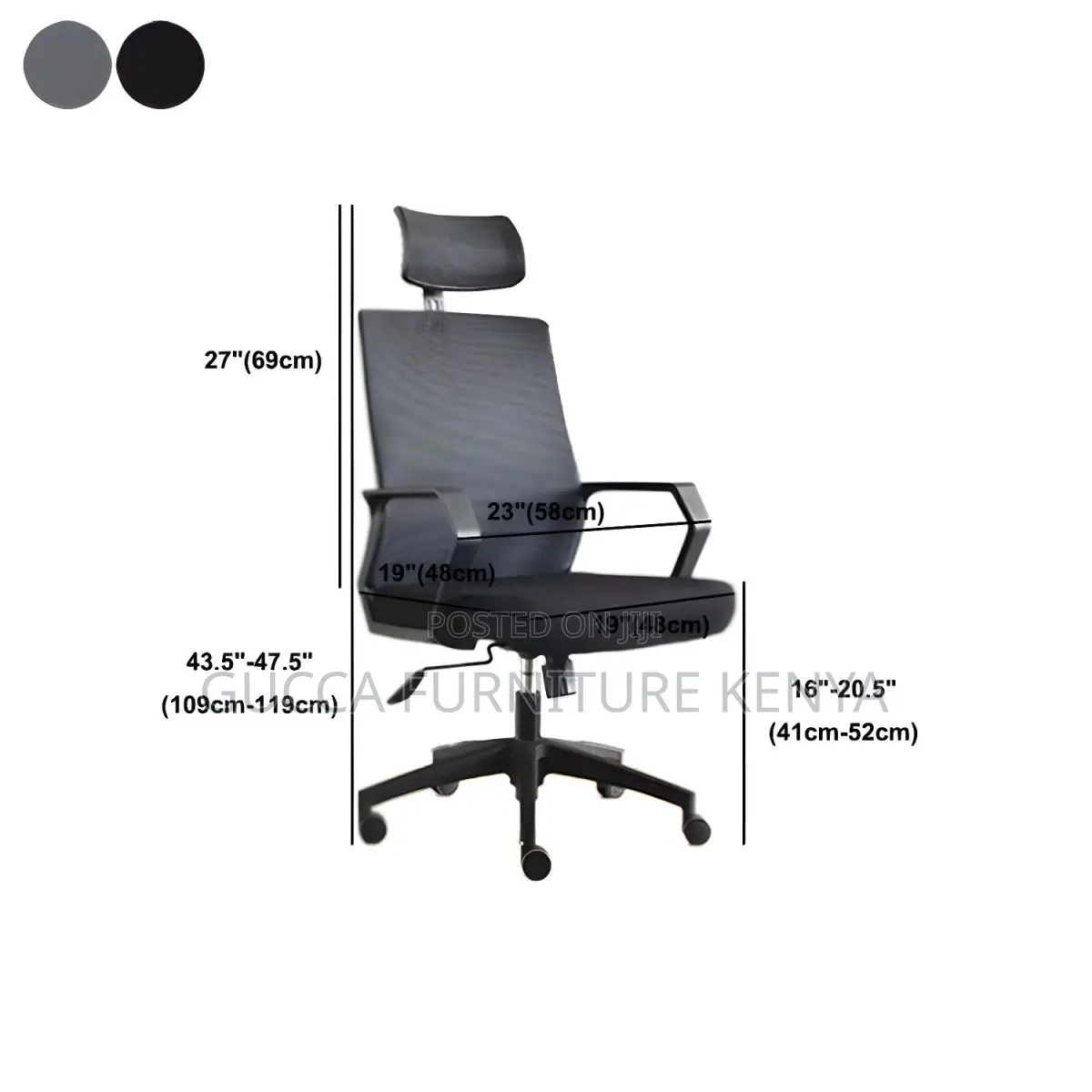 Office Chairs: Upholstered High Back Armchair in Microfiber