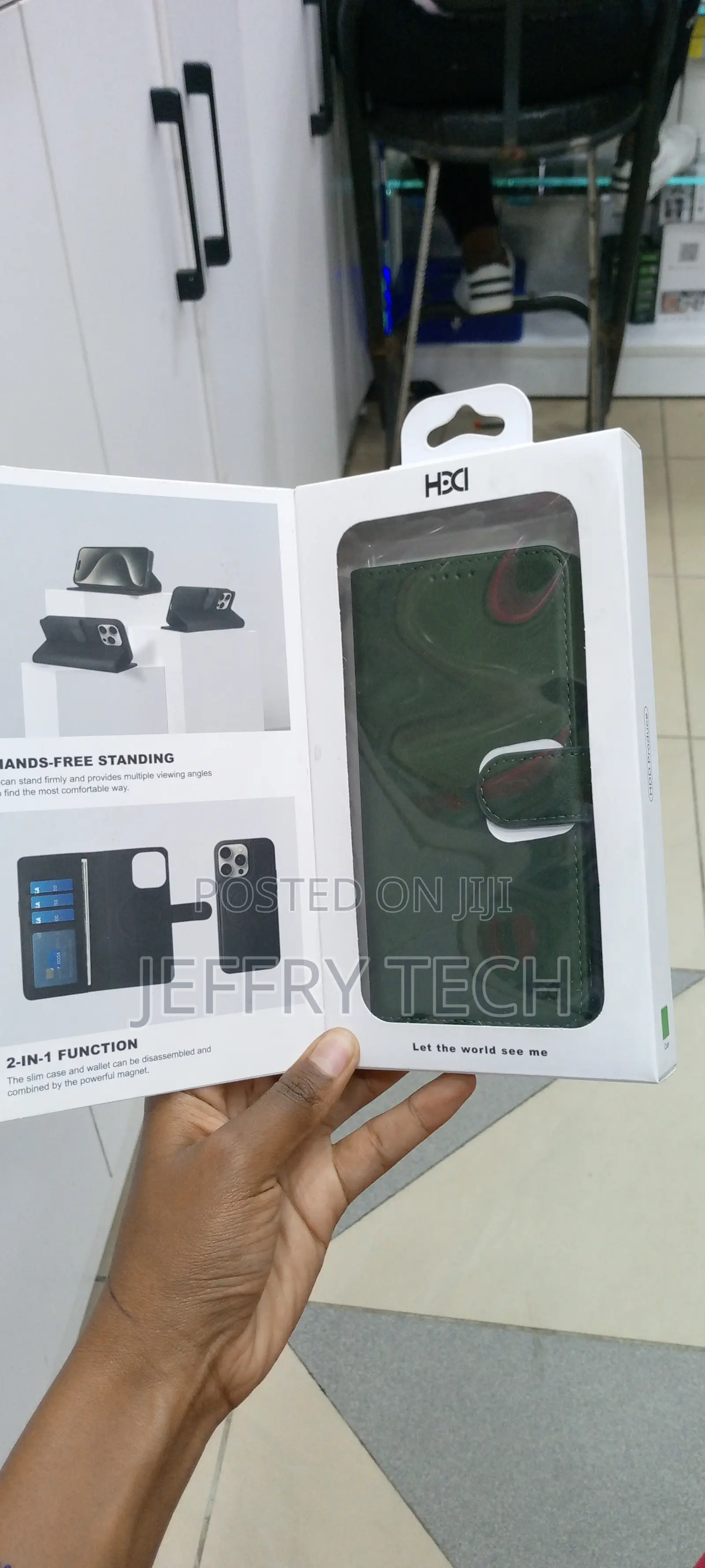 iPhone 14 Pro Multifunction 2in1 Leather Flip Case-Green
