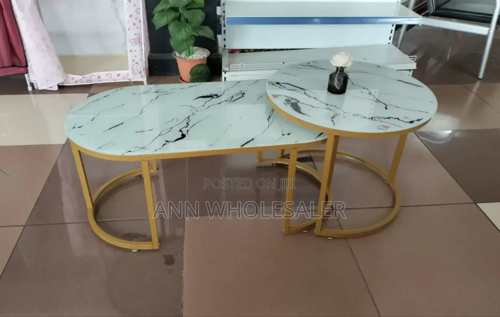 White Marble Table/ Glass Effect