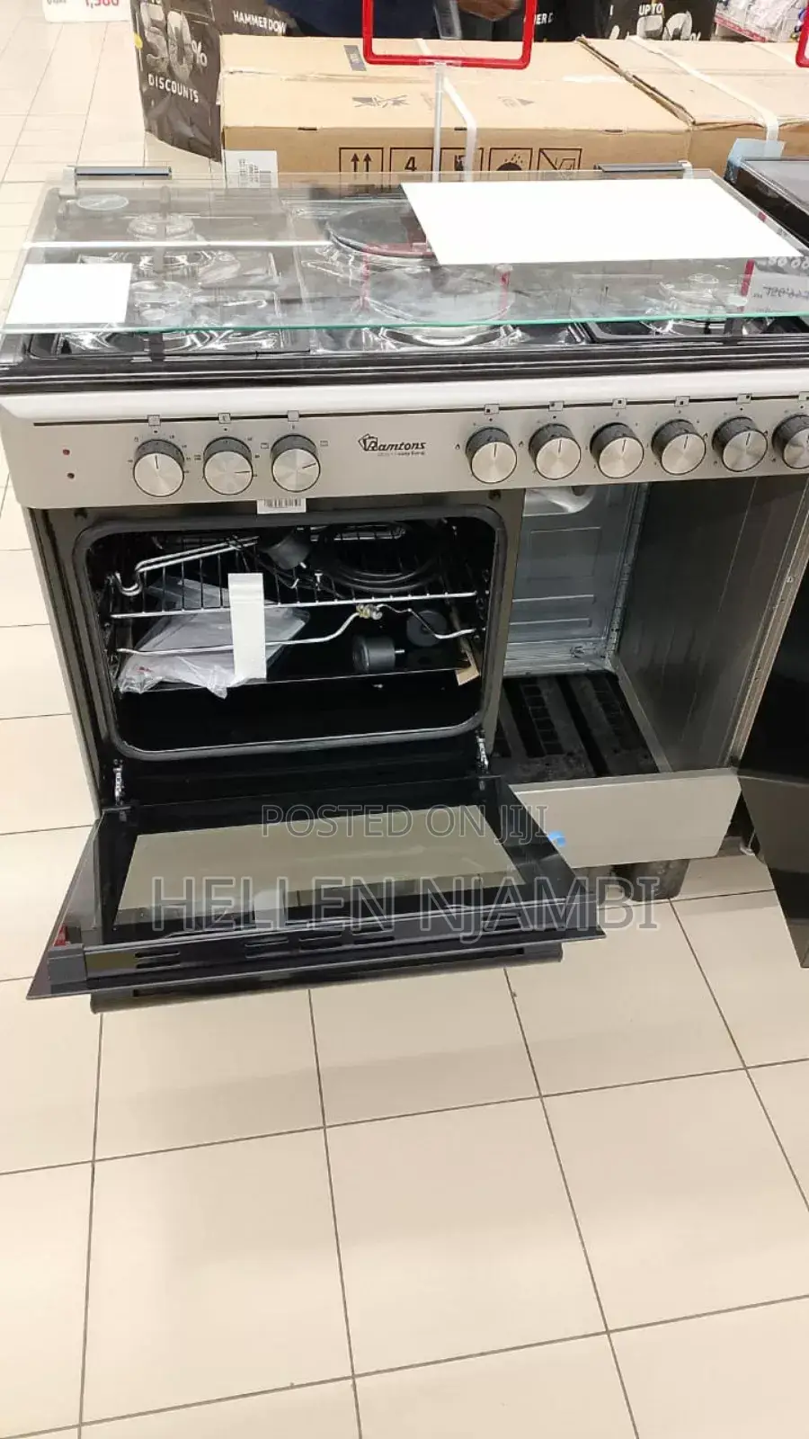 Ramtons 4G+2E 60X90 Silver Cooker- Rf/496