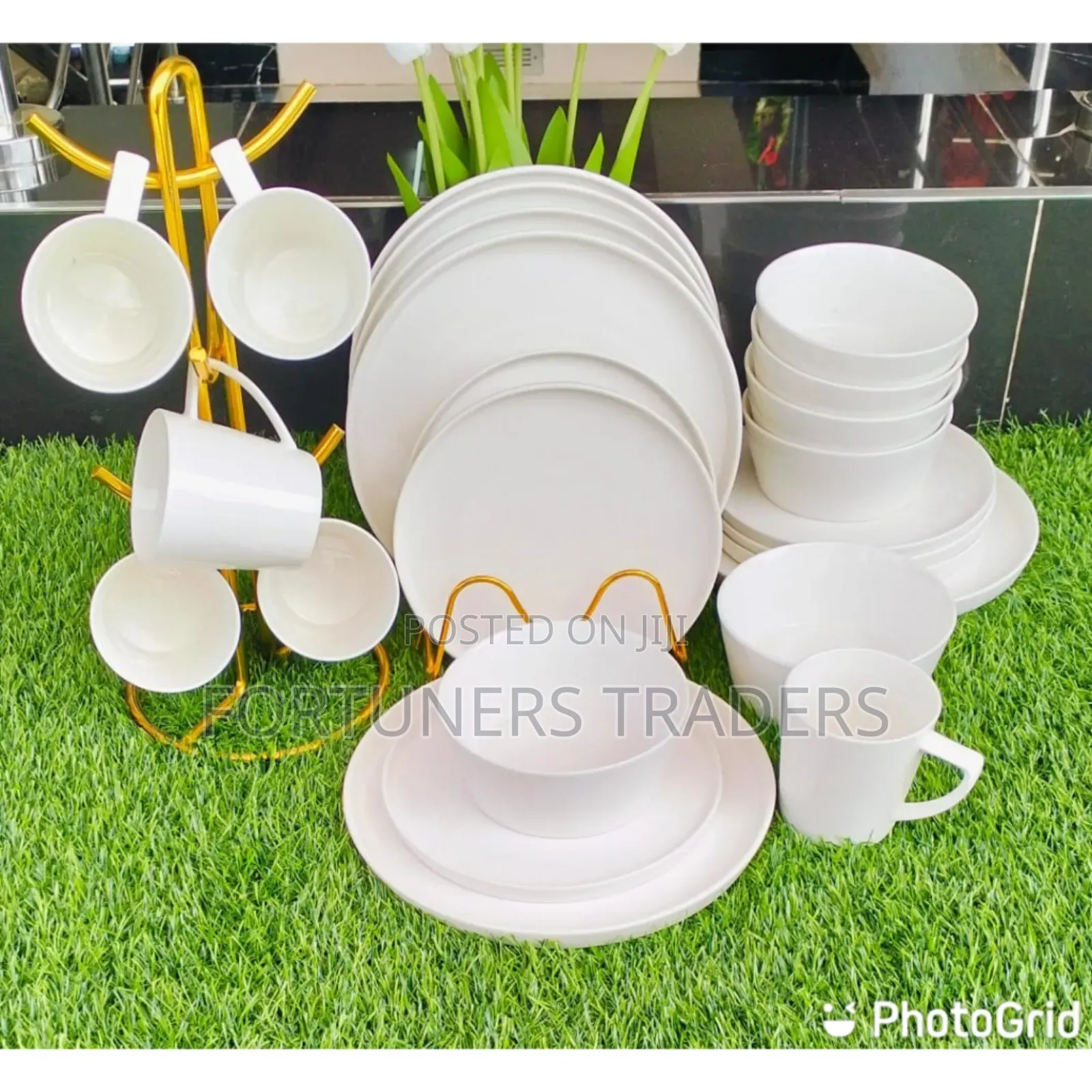 24pcs All White Ceramic Dinner Set