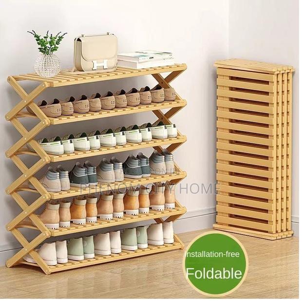 Sturdy Bamboo Foldable High Quality Shoe Rack in Stock
