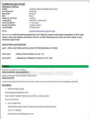 Mwachondo Cv