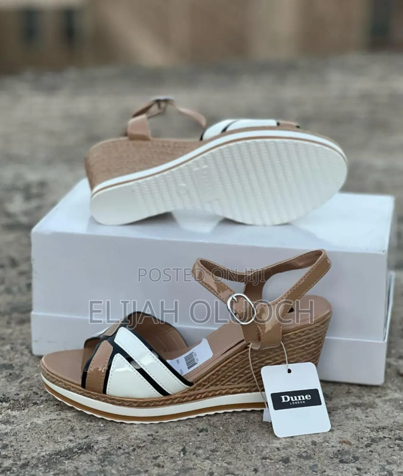 High Quality Wetlook Open Anklestrap WEDGE ( Dune)*