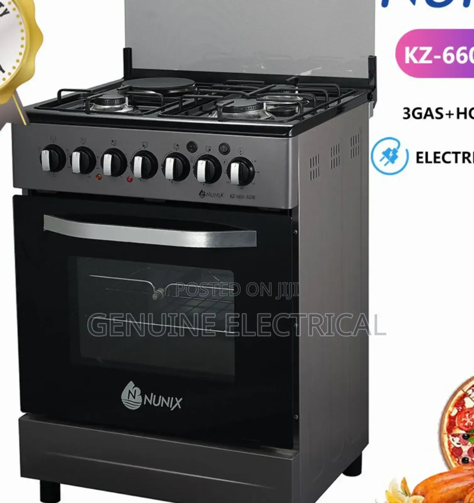 Nunix 60×60 3+1 Free Standing Cooker With Electric Oven N-E3