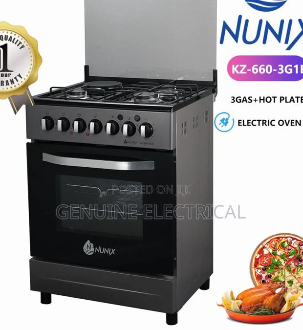 Nunix 60×60 3+1 Free Standing Cooker Plus Electric Oven N-E3