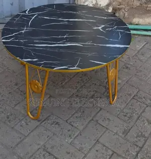 White and Black Executive MDF Marble Effect Round Table Nt