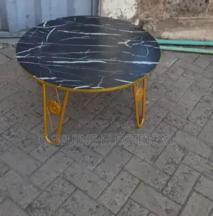 White and Black Executive Marble Effect Round Table Nt