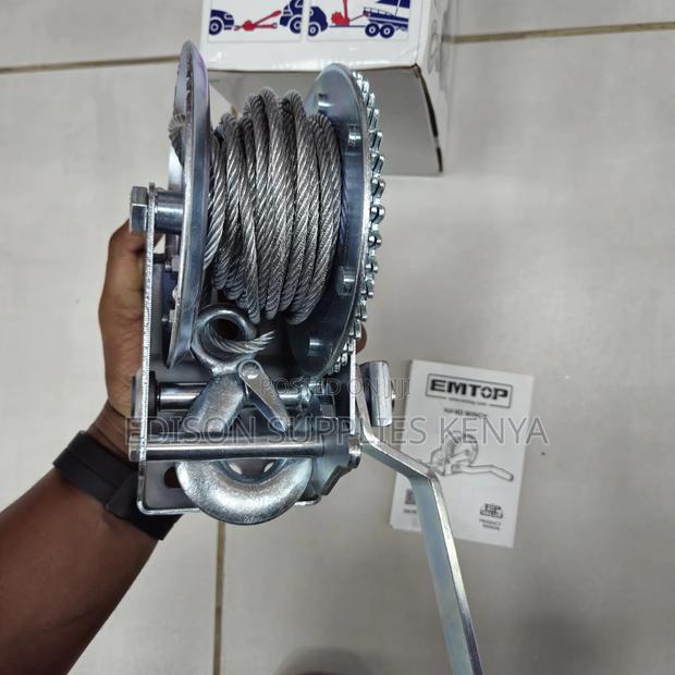 Hand Winch Emtop Steel Hand Crank Gear Ratchet Cable Puller - thumbnail 4