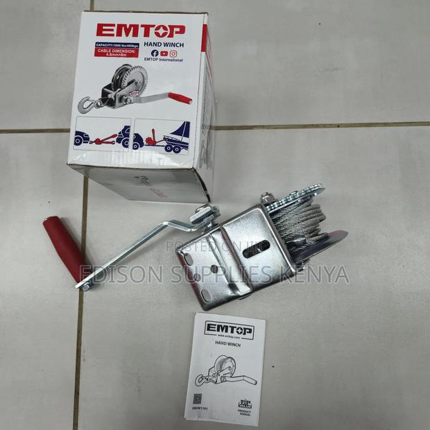 Hand Winch Emtop Steel Hand Crank Gear Ratchet Cable Puller - thumbnail 3