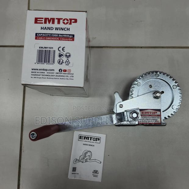 Hand Winch Emtop Steel Hand Crank Gear Ratchet Cable Puller - thumbnail 5