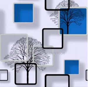3D Wallpaper White and Blue Pattern Wallpaper