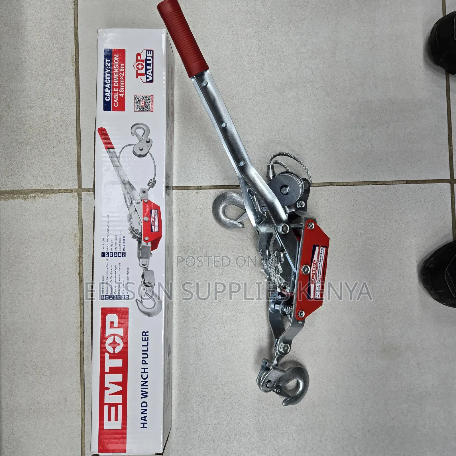 Hand Cable Puller Emtop 2 Ton Hand Winch Double Ratchets