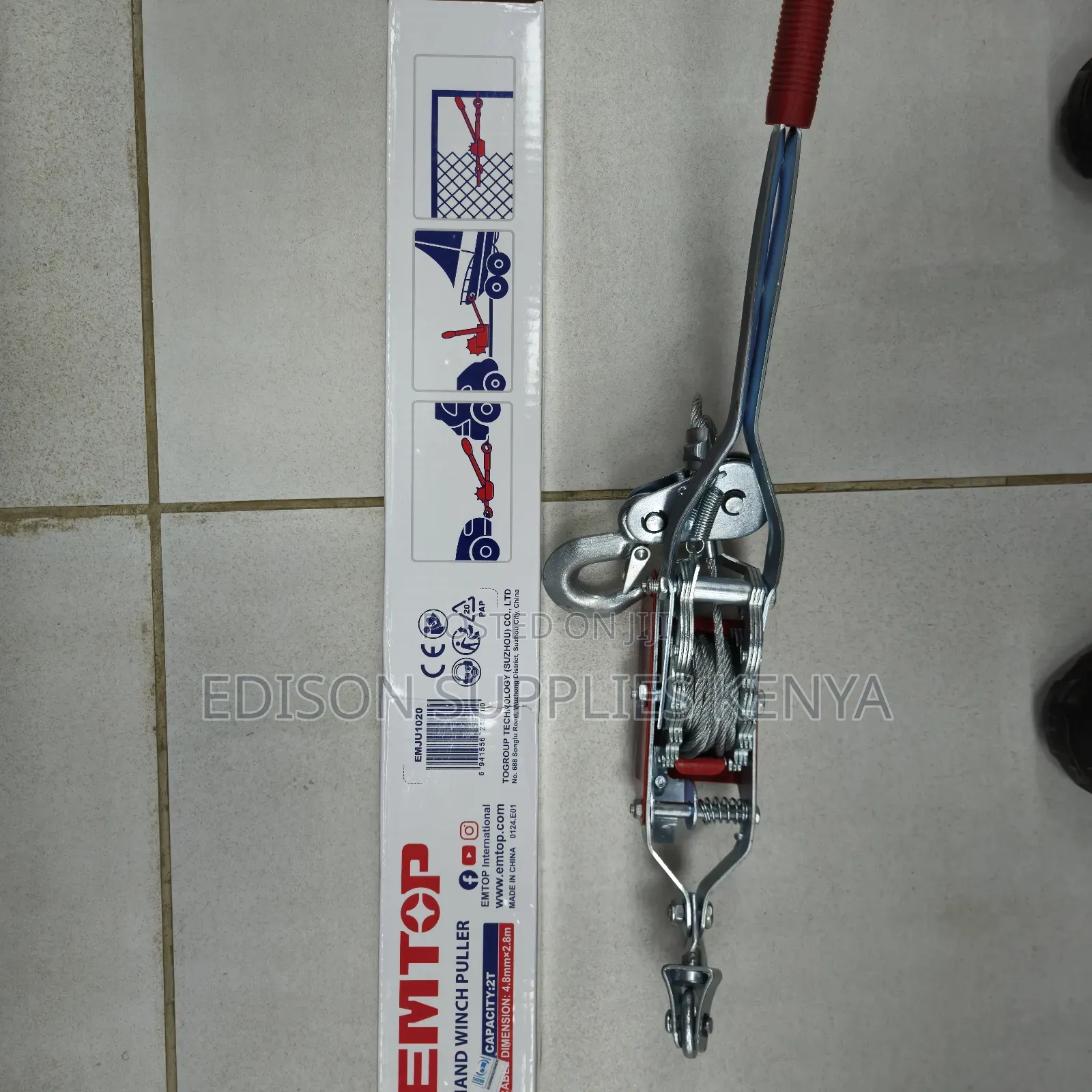 Hand Cable Puller Emtop 2 Ton Hand Winch Double Ratchets