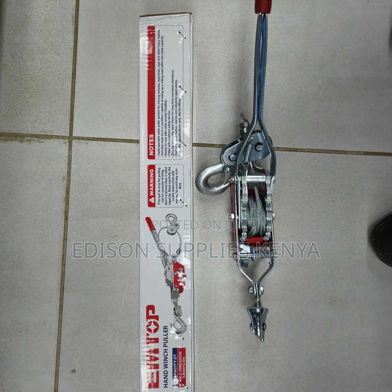 Hand Cable Puller Emtop 2 Ton Hand Winch Double Ratchets