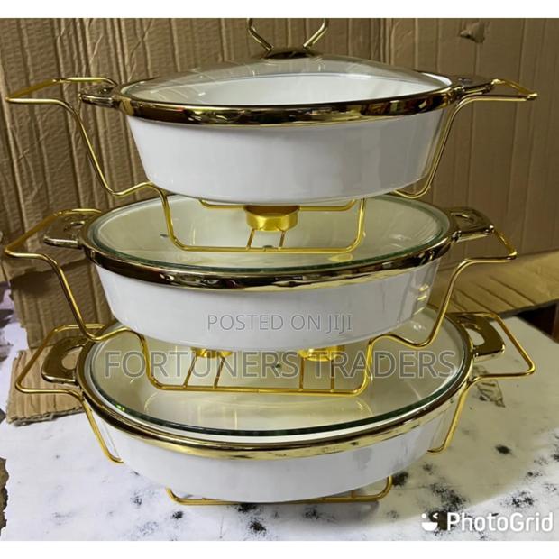 Oval White Ceramic Chaffing Dishes 3.5L , 2.5L and 1.8 L